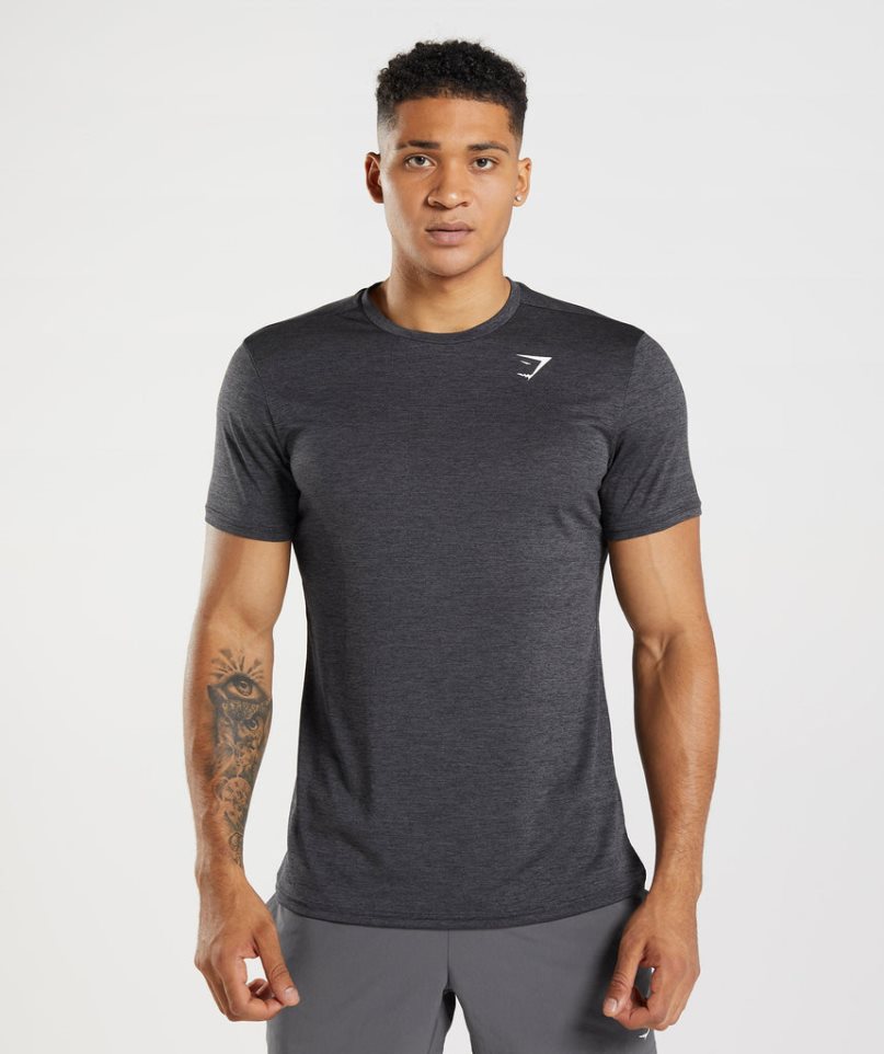 Men\'s Gymshark Arrival Marl T-Shirts Black | NZ 4NWCPJ